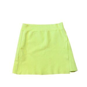 A.L.C. Neon Yellow Lime Full Stretch Knit Wrap Mini Skirt Women's size L